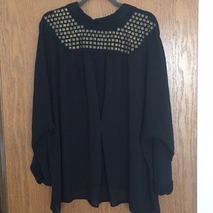 NWOT gold studded sheer blouse!!